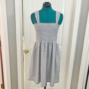 Madewell Texture & Thread NWT Stripe Stretch Smocked Casual Summer Cute Dress